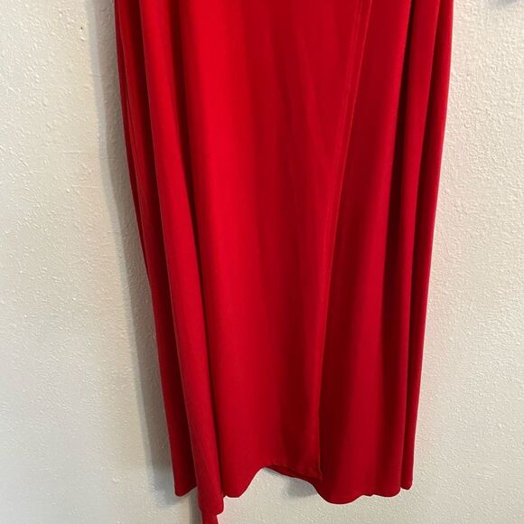 Vibrant Red Women's S Wrap Dress Bright Colorful V Neck Flattering ub1-36 - Picture 4 of 10